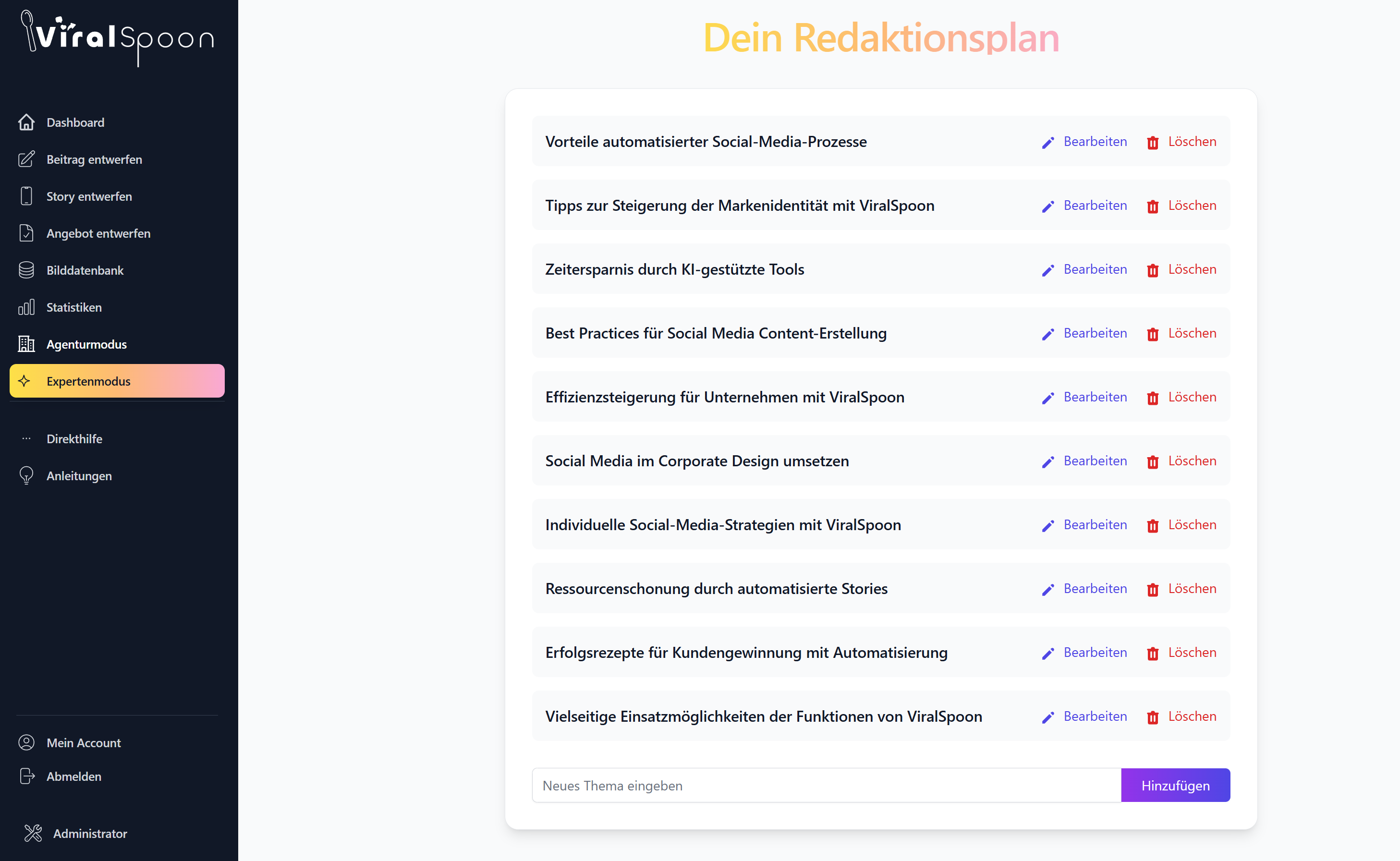 ViralSpoon Dashboard